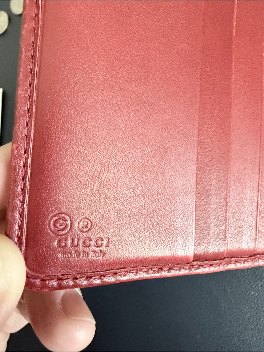 Red Gucci Embossed Compact Wallet - Picture 13 of 16